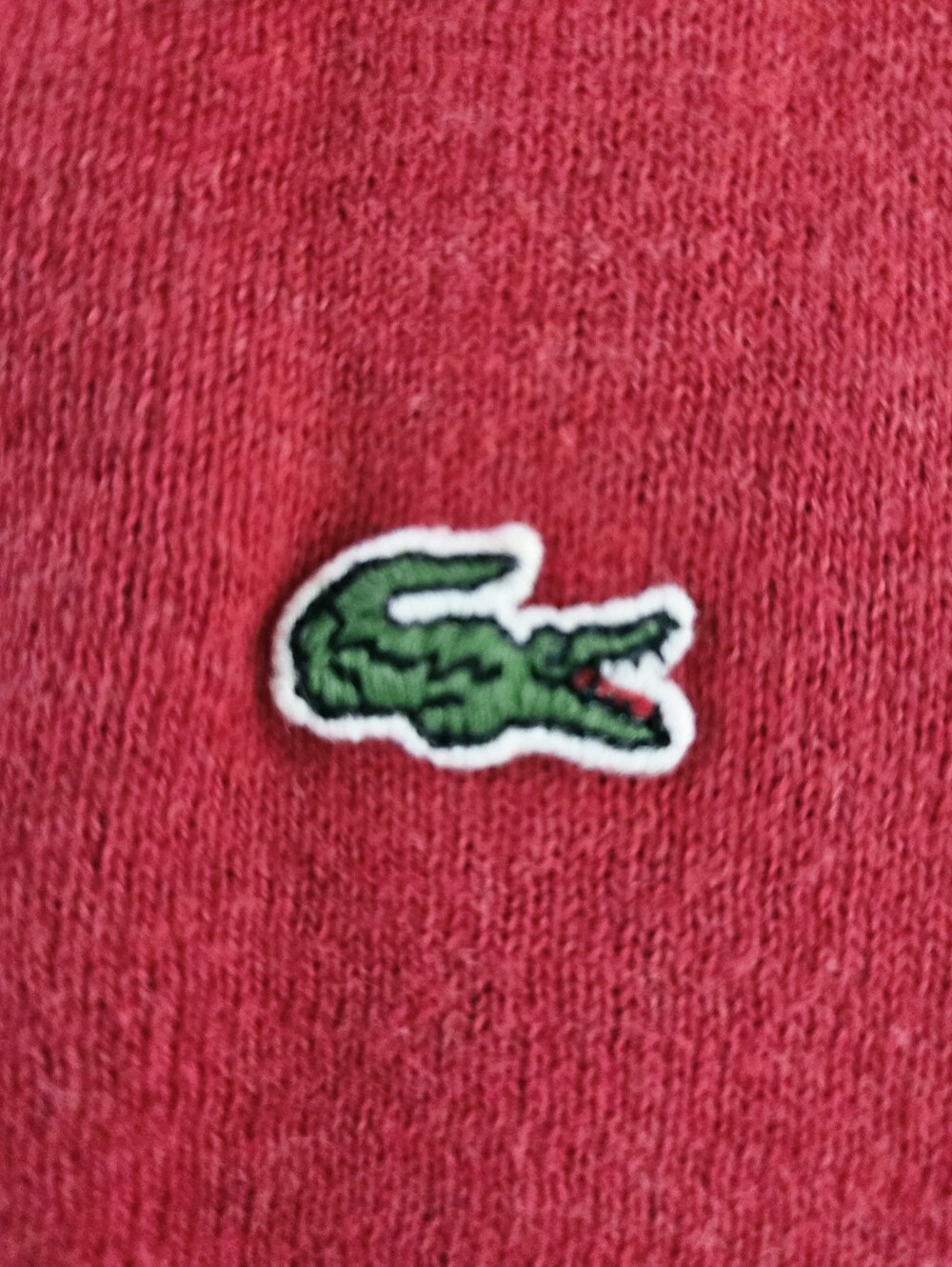 Vintage Lacoste Women's Red V-Neck Long Sleeve Pullover Sweater 44 - Picture 5 of 10